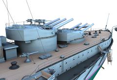 CK13-Partial Ship-Port Side-Turrets III and IV Looking Back